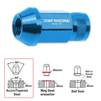 20Pc M12X1.25 Sky Blue JDM Open End Bulge Hex Wheel Lug Nuts + Extension 25mmx44mm