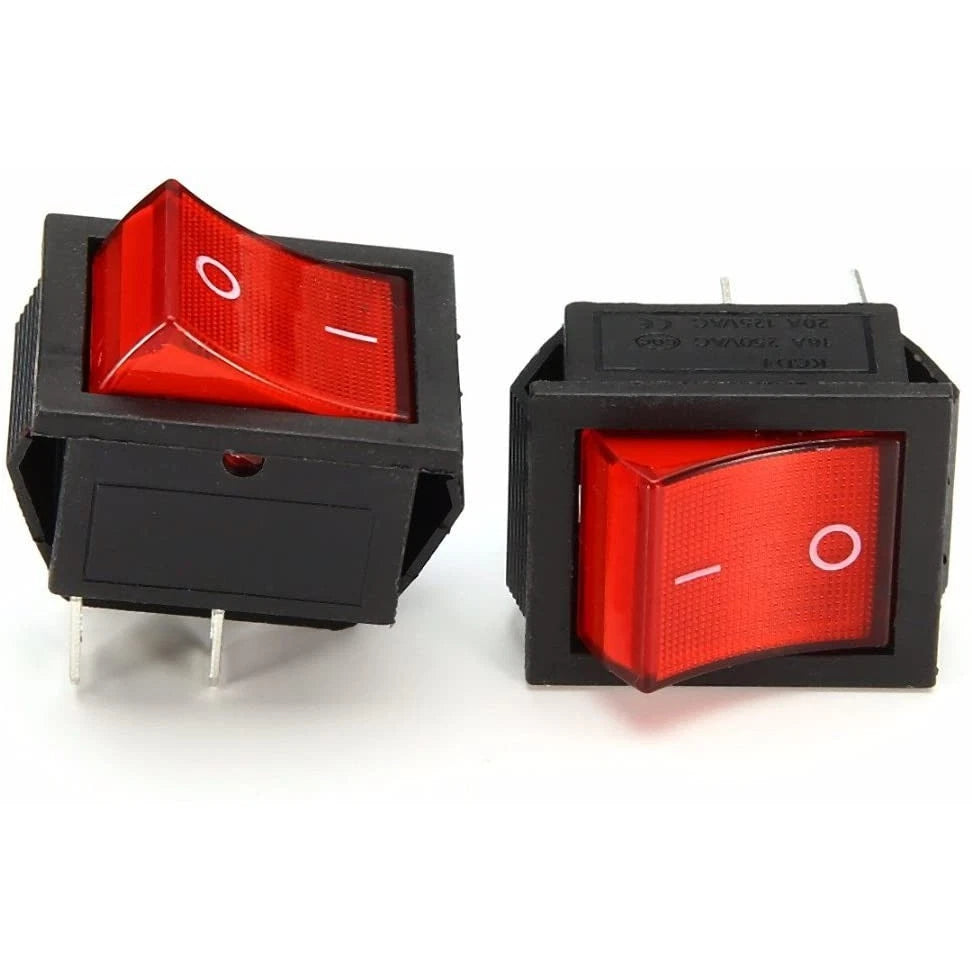 Set of 5 Red 4 Pin ON/OFF DPST Rocker Switch KCD4-201 (16A/250V)