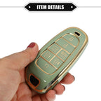 Smart Key Fob Case Cover Kit for Hyundai Santa Fe (2013-2018) - TPU Green