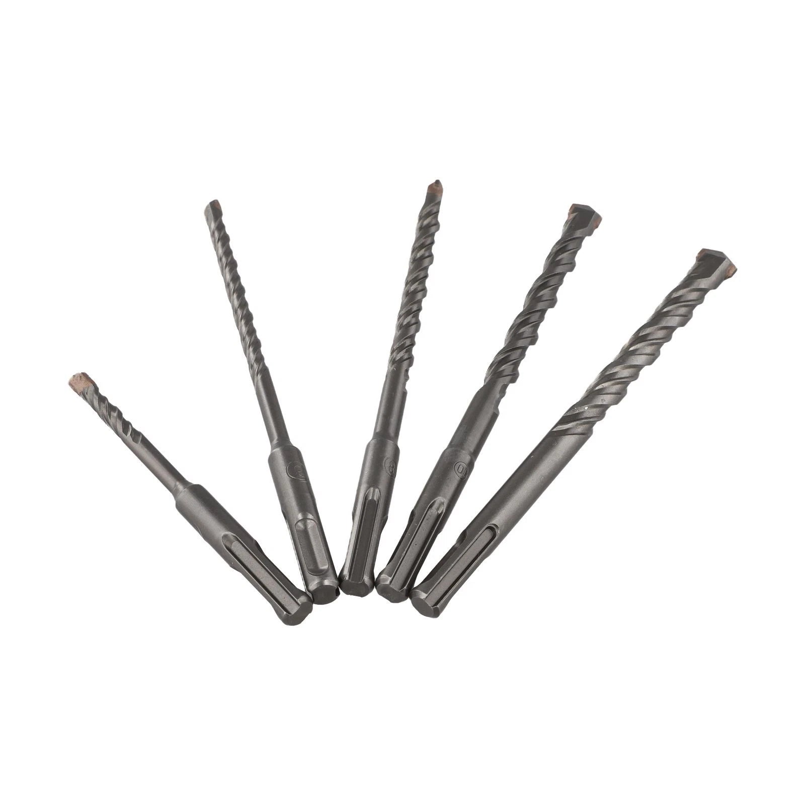 Set of 5 carbide tipped drill bits for electric hammer (wall, brick, concrete)