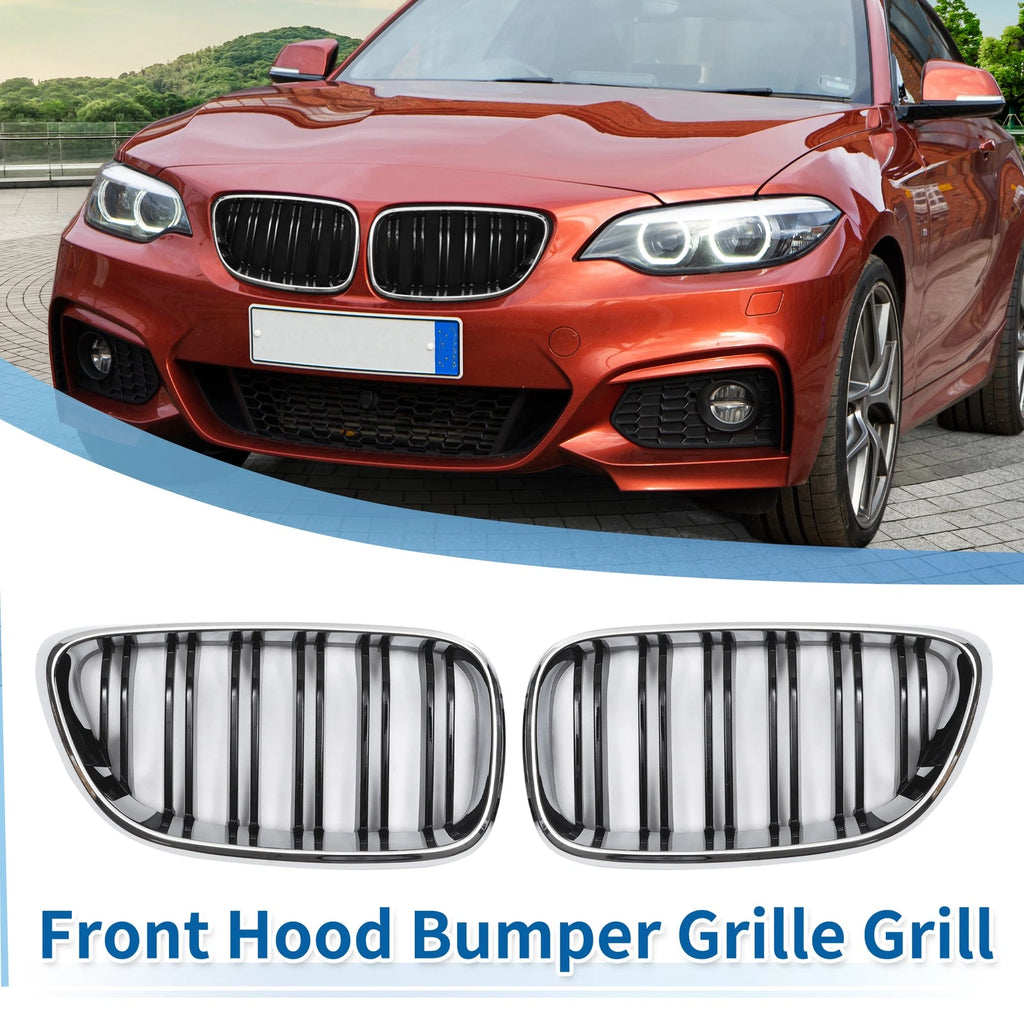 Pair Front Upper Bumper Grille for BMW 2 Series F22 (2014–2021) Chrome
