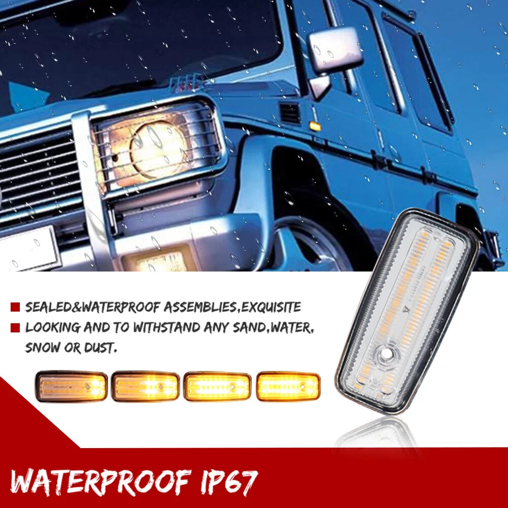 Sequential Amber LED Front Side Marker Lights for Mercedes-Benz G-Class (1986–2002)