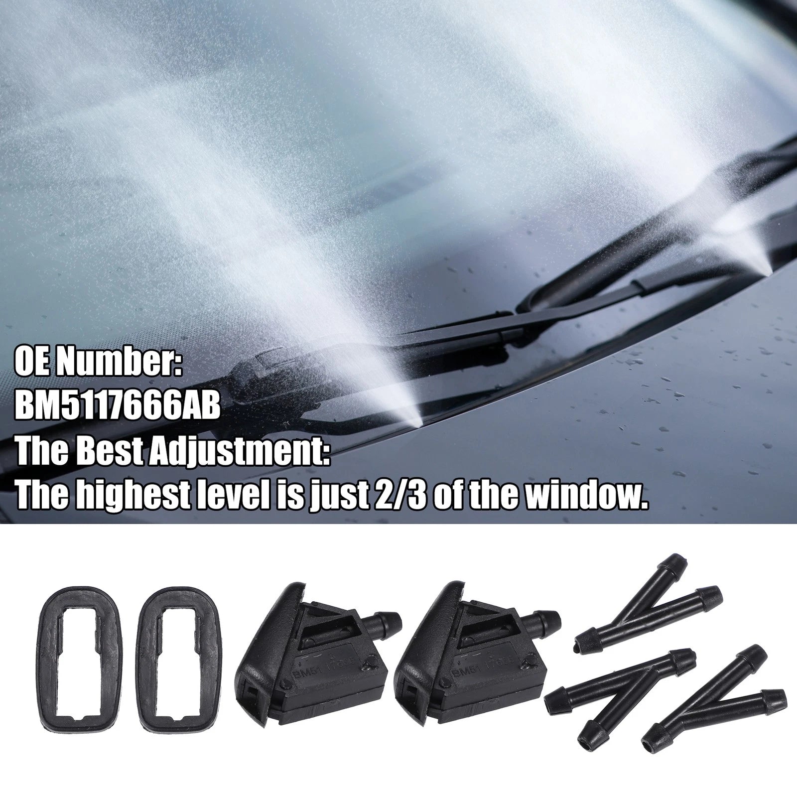 Set of 2 Windshield Washer Nozzles for Ford Focus (2012–2018) No.BM5117666AB