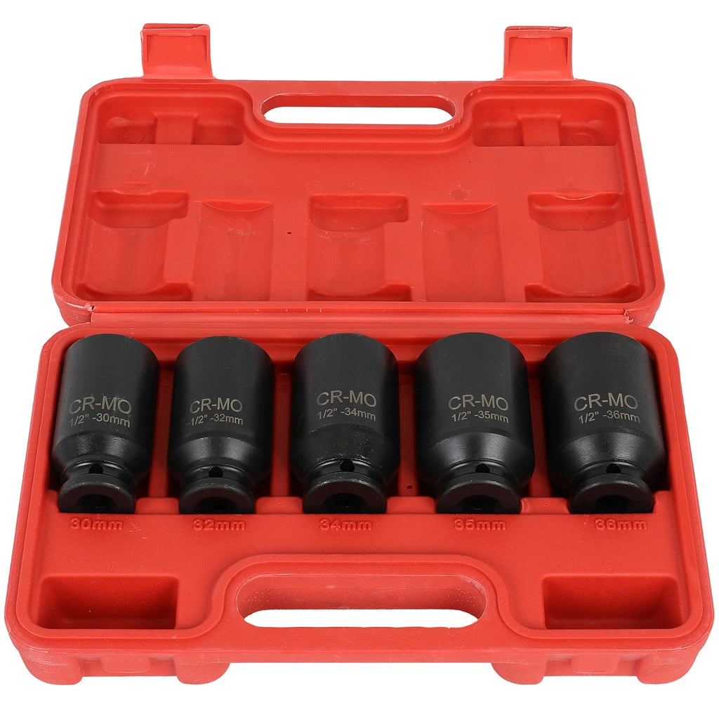 Set of 5 Deep Spindle Axle Nut Sockets 30-36mm