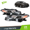 Headlight Lamp Set for Toyota Camry L/LE/SE (2018–2019) Right & Left Black Halogen