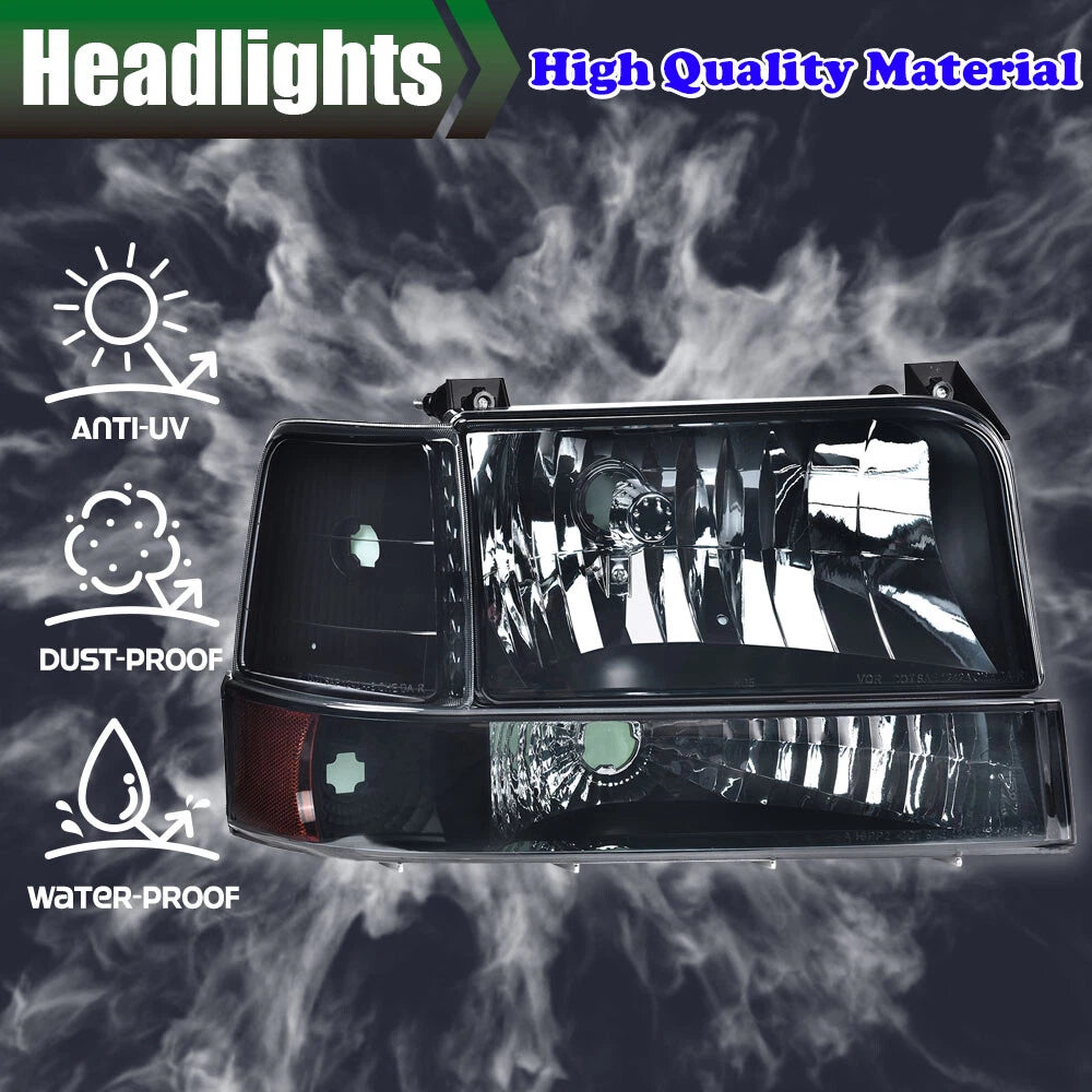 Smoke Lens Headlights for Ford Bronco, F-Series Super Duty (1992–1996)