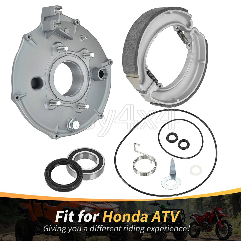 Rear Brake Backing Plate Kit w/ Brake Shoes for Honda Fourtrax 300 (1993–2000)