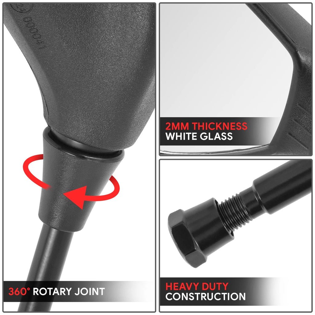 Universal ATV Side View Mirrors Handlebar Mount Bolt-In (Polypropylene)