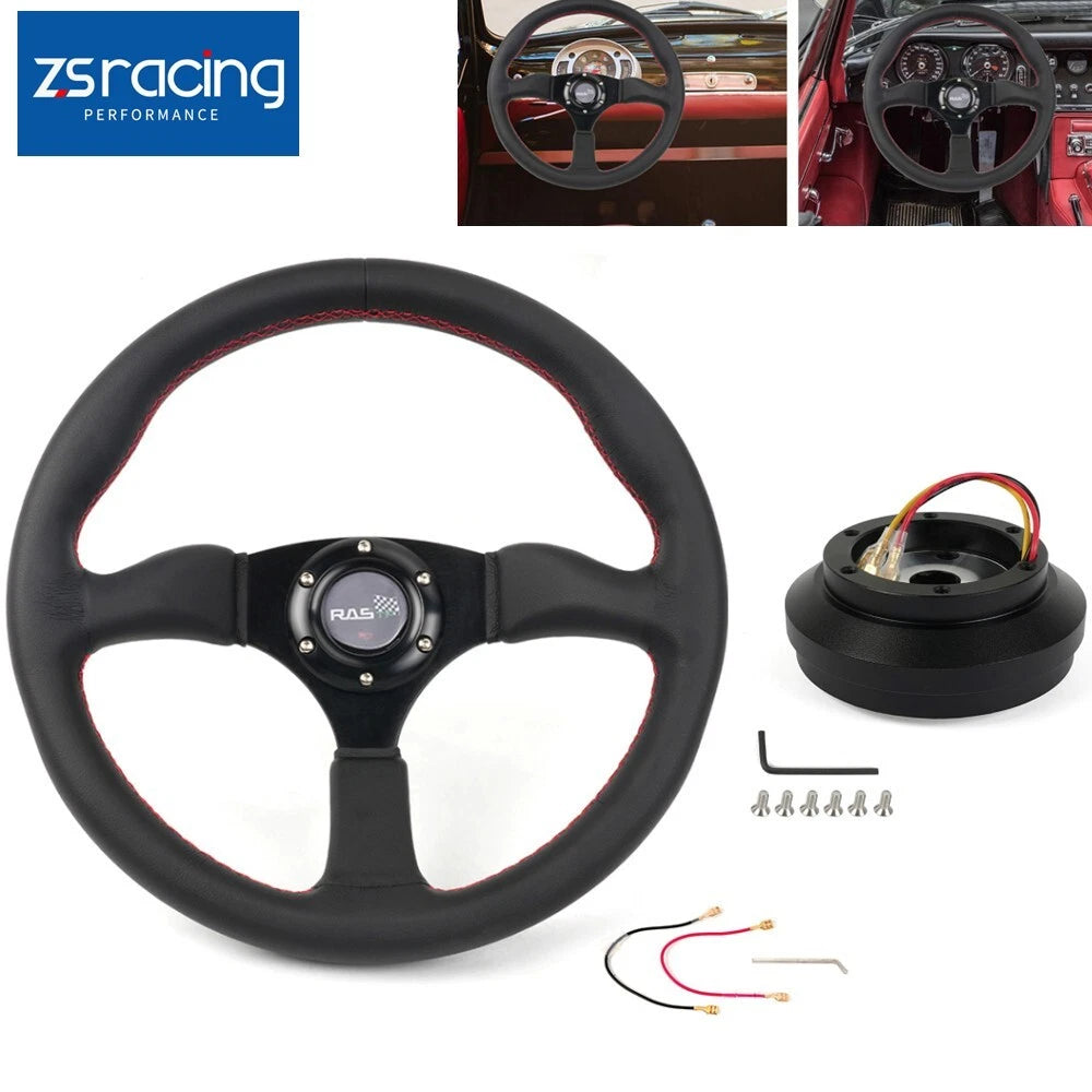 14" Leather Steering Wheel with Hub Adapter for Ford Mustang (1984–2004)