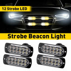 4X Amber/White 12LED Strobe Light Bar for Car Truck