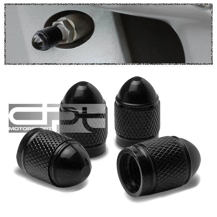Set of 4 Aluminum Bullet Style Tire Rim Valve Air Port Cover Stems Caps