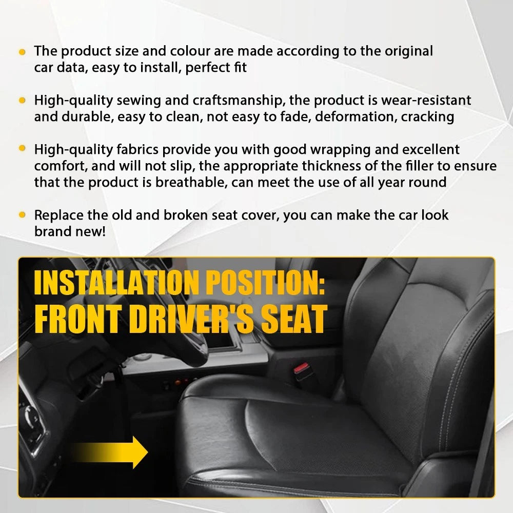 Leather Seat Cover for Dodge Ram 1500 Laramie (2013–2018) - Black