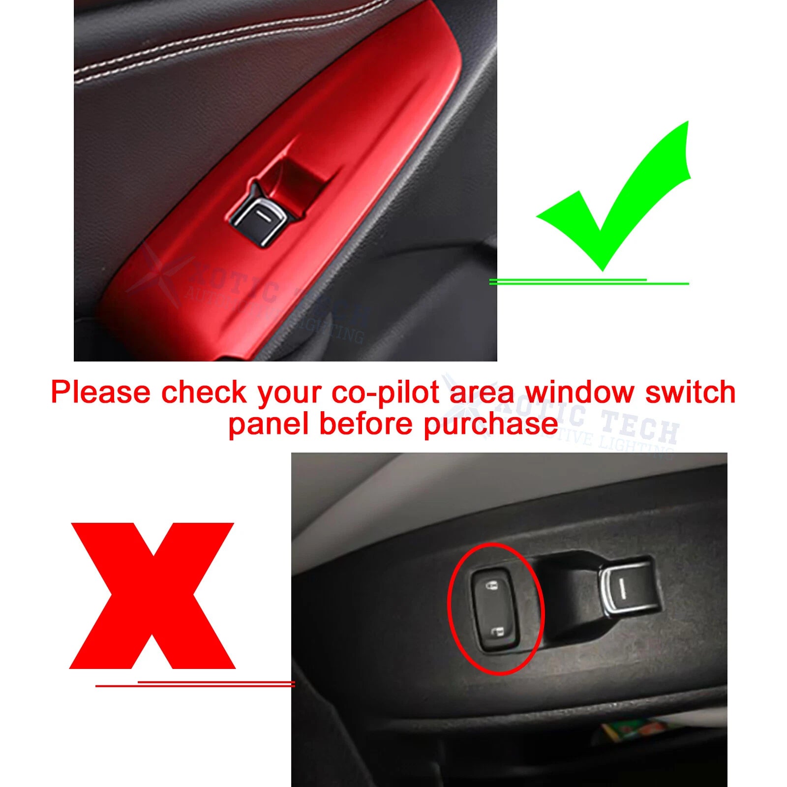 Red Interior Window Switch Button Decor Moulding Cover for Honda Accord (2018-2022)