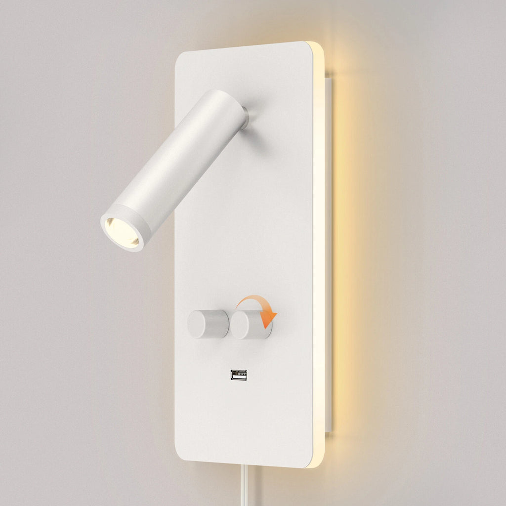 LED Wall Sconce Reading Spot Light for Bedroom (USB, Adjustable Angle)