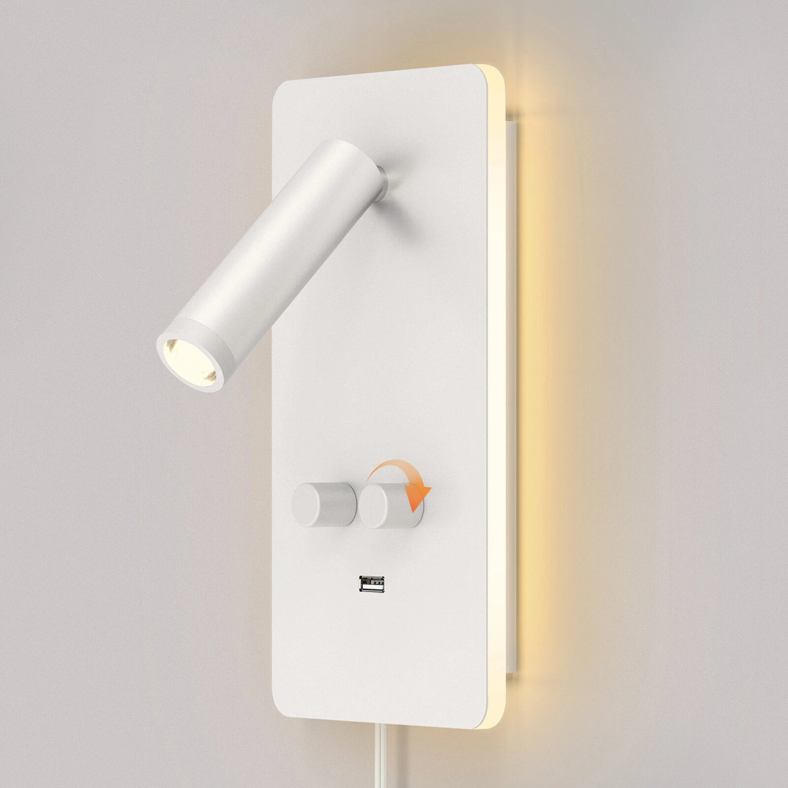 LED Wall Sconce Reading Spot Light for Bedroom (USB, Adjustable Angle)
