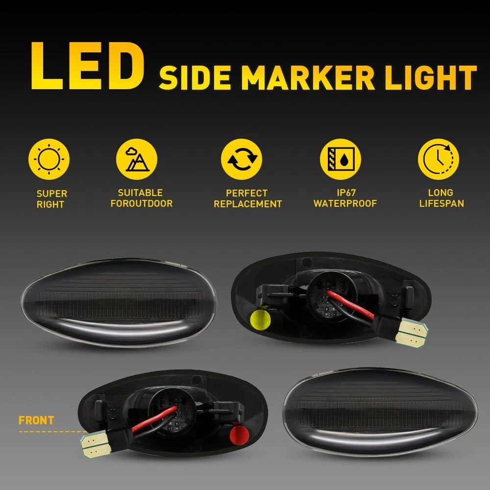 4X LED Side Marker Lights for GMC Sierra, Chevy Silverado 2500HD 3500HD (2001–2014)