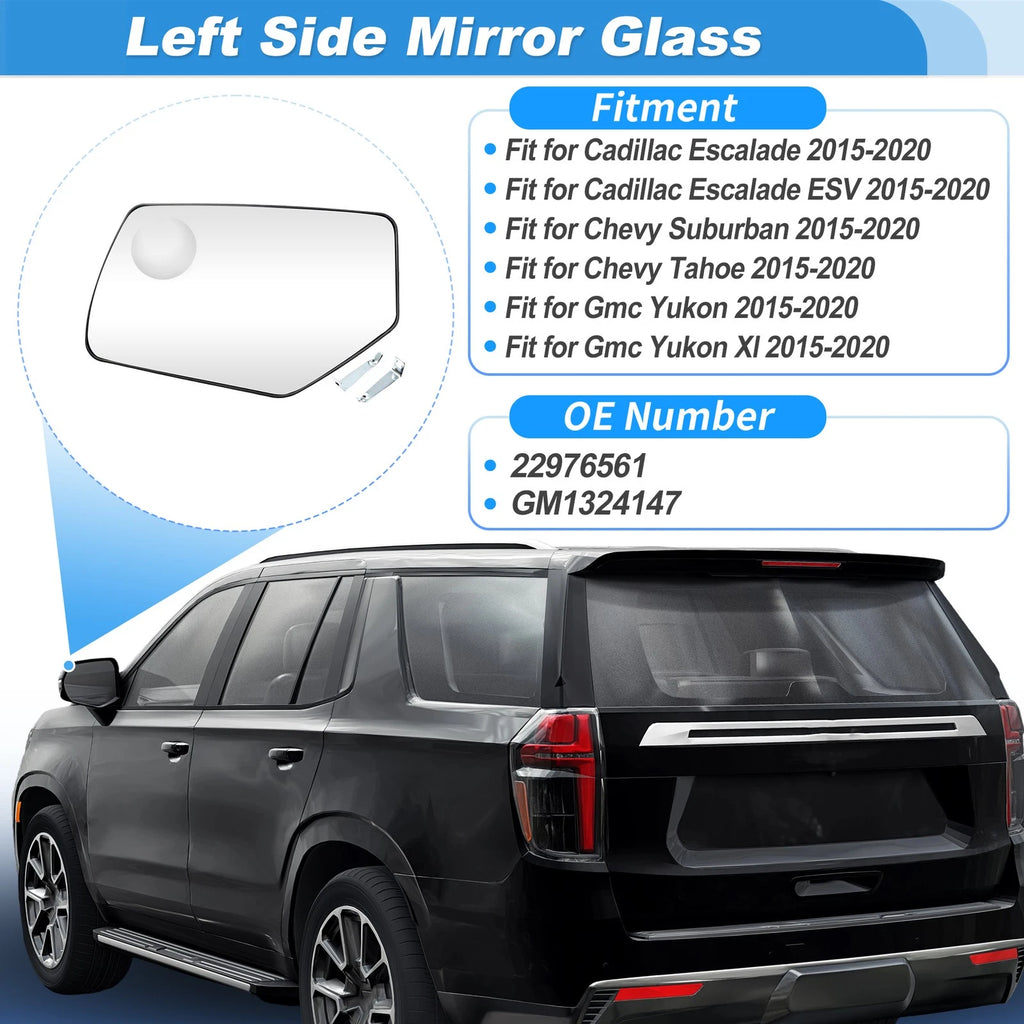 Left Side Heated Convex Mirror Glass 22976561 for Cadillac Escalade (2015–2020)