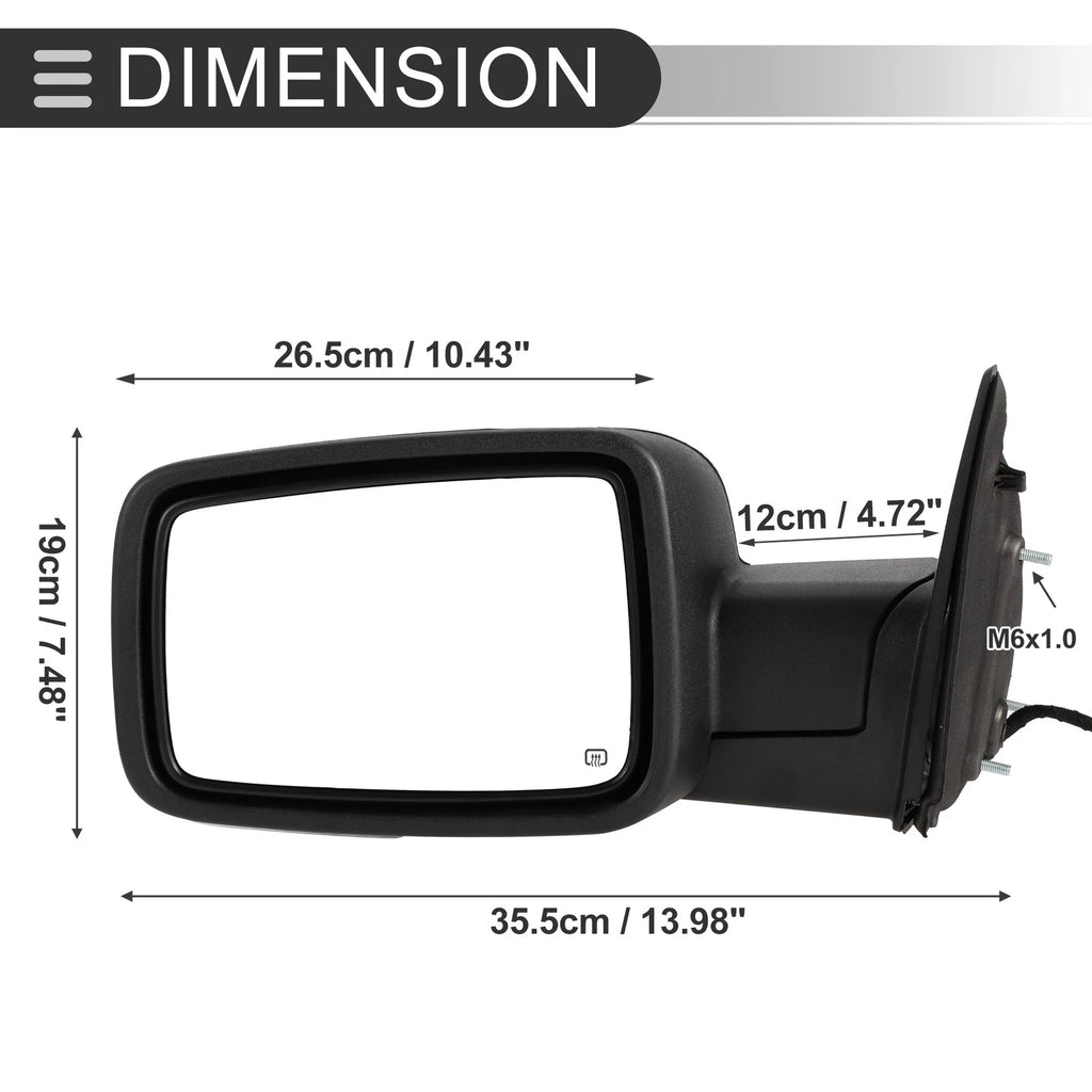 Tow Mirrors for Dodge Ram 1500 (2009–2018) with Turn Signal Lights, Black