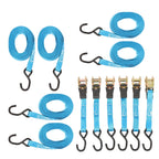 Set of 6 Ratchet Straps 1 Inch 20ft 1700LBS with Hooks