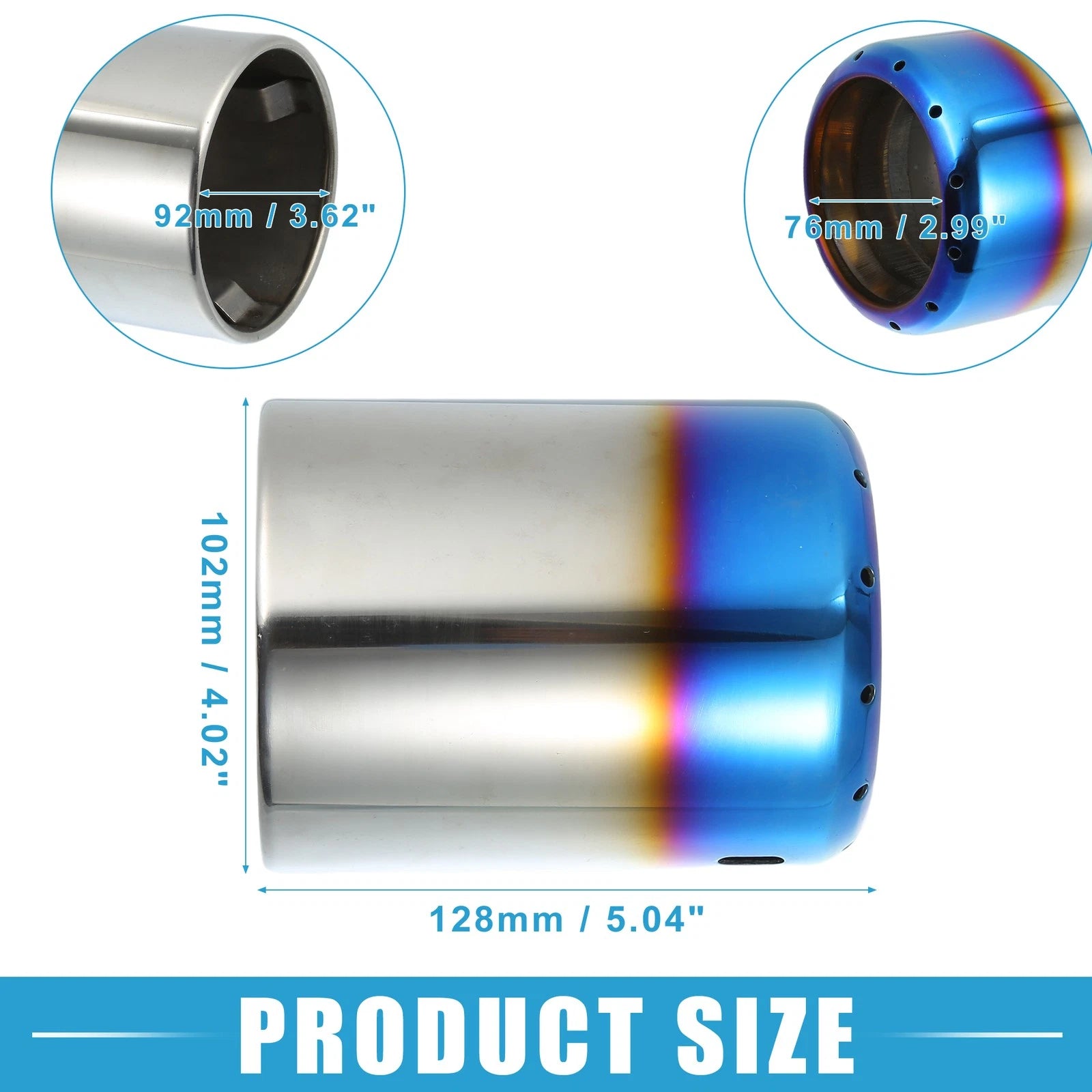 Exhaust Tip Tail Pipe for Mazda 6 (2013–2017) Stainless Steel Silver Blue