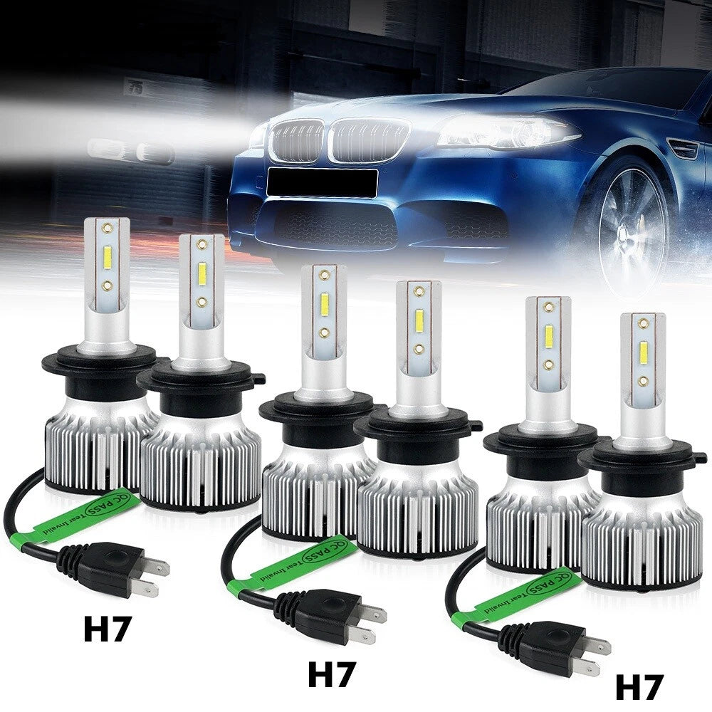 Set of 6 H7 LED Headlights for Audi Q7 (2007–2009) High Low Fog Light Combo