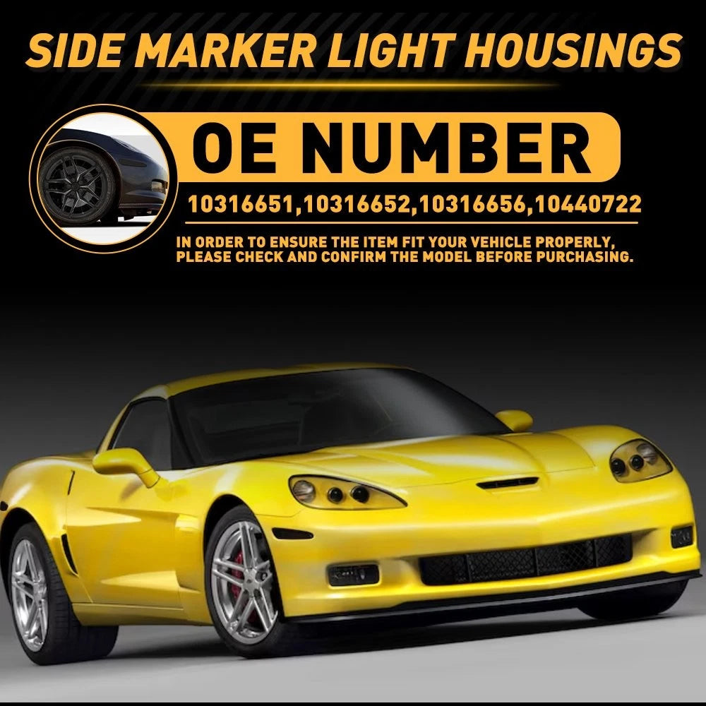 Set of 4 Smoked Side Front & Rear Marker Lights for Chevrolet Corvette C6 (2005–2013)
