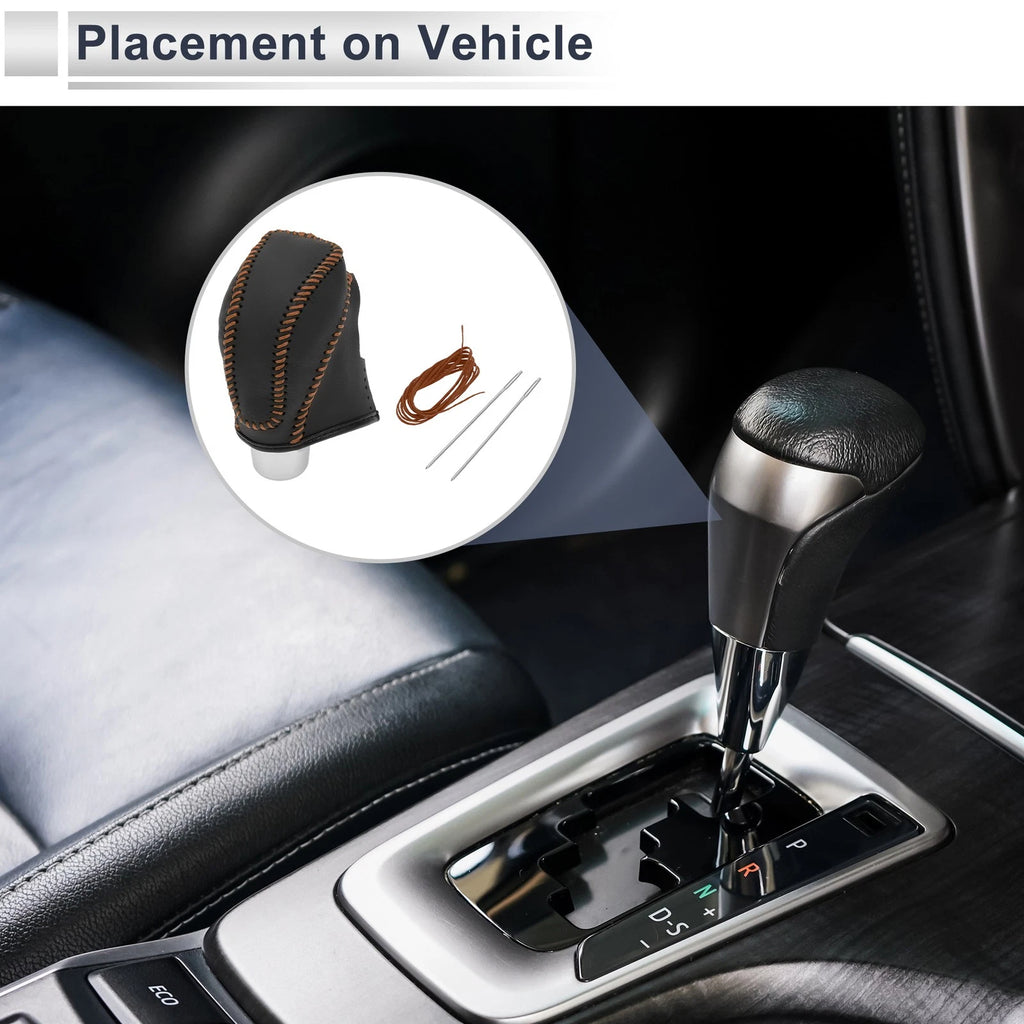 Gear Shift Knob Cover for Subaru Impreza (2017–2023) Black Brown Faux Leather