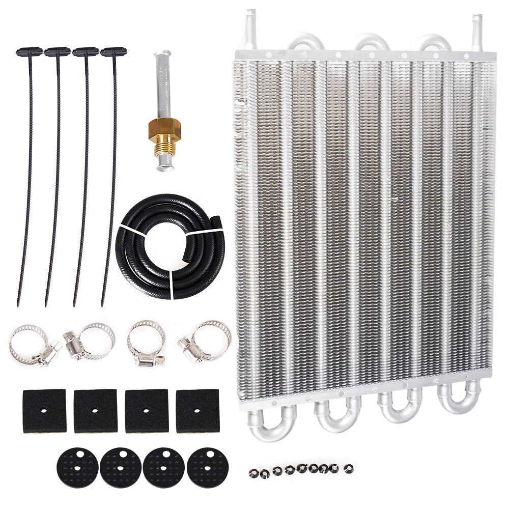 8 Rows Universal Aluminum Remote Transmission Oil Cooler Radiator Kit