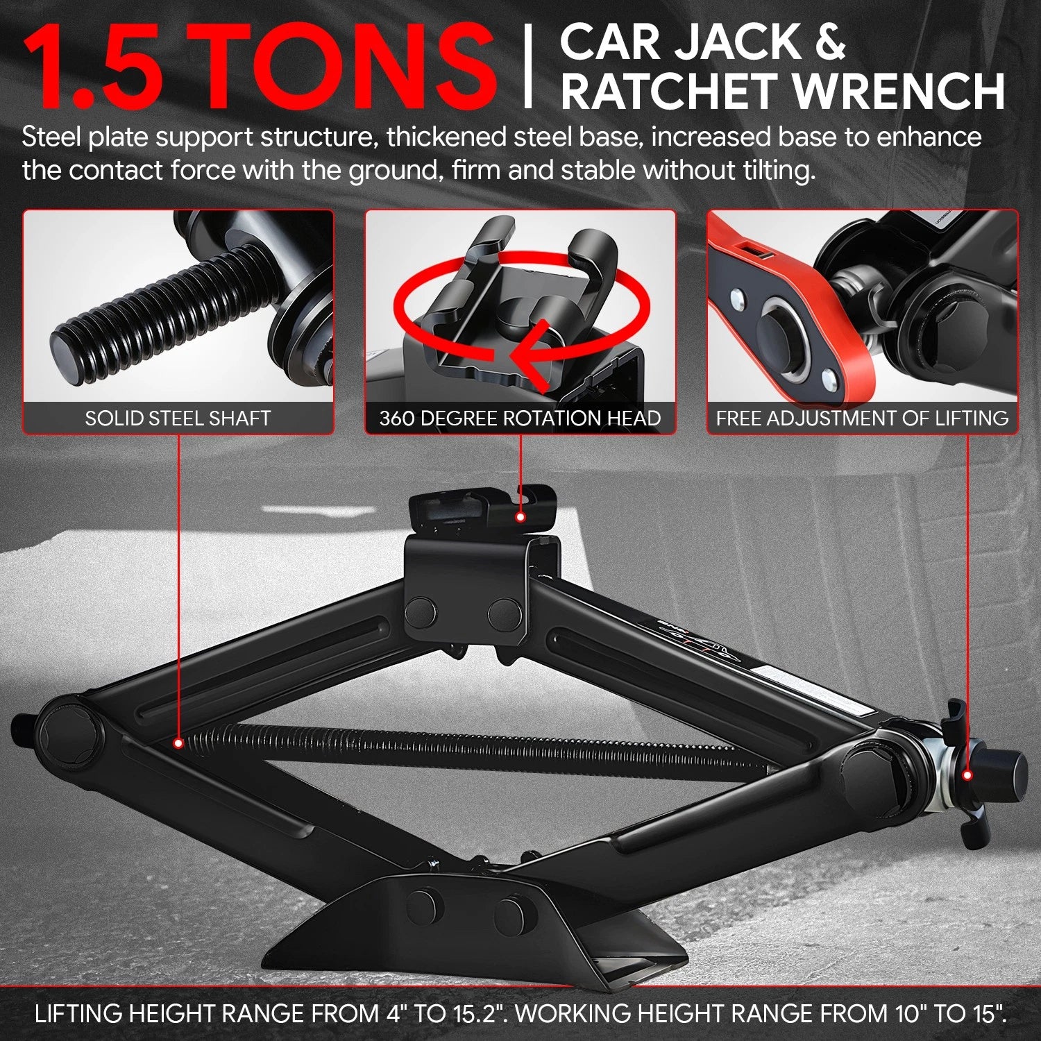 3306lbs Scissor Lift Jack with Ratchet Wrench for MPV SUV Wagon