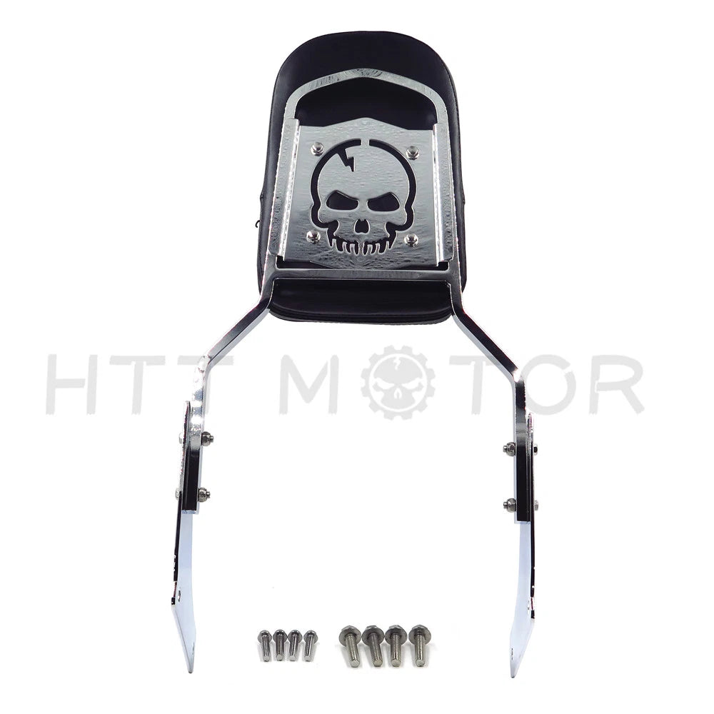 Skull Sissy Bar with Backrest & Leather Pad for Honda Shadow Ace 1100 (1997–2003)