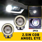 2X 2.5" LED Fog Lights for Car Truck (Round White COB Angel Eyes)