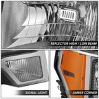 2X Chrome Housing Amber Corner LED Halo Ring RGB Headlight for Ford F-150 (2009–2014)