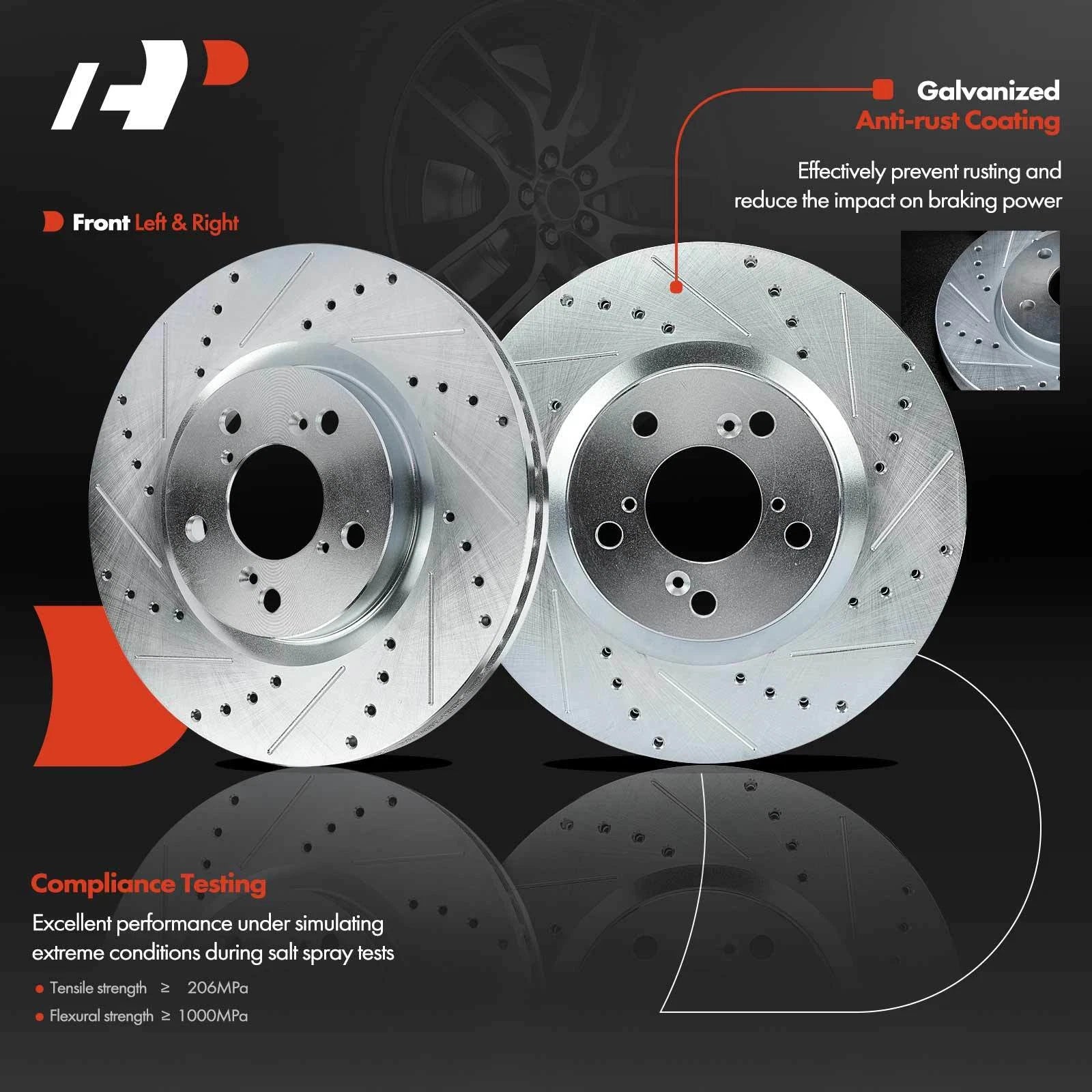Front Drilled Brake Rotors & Ceramic Pads for Honda Odyssey (2011–2014)