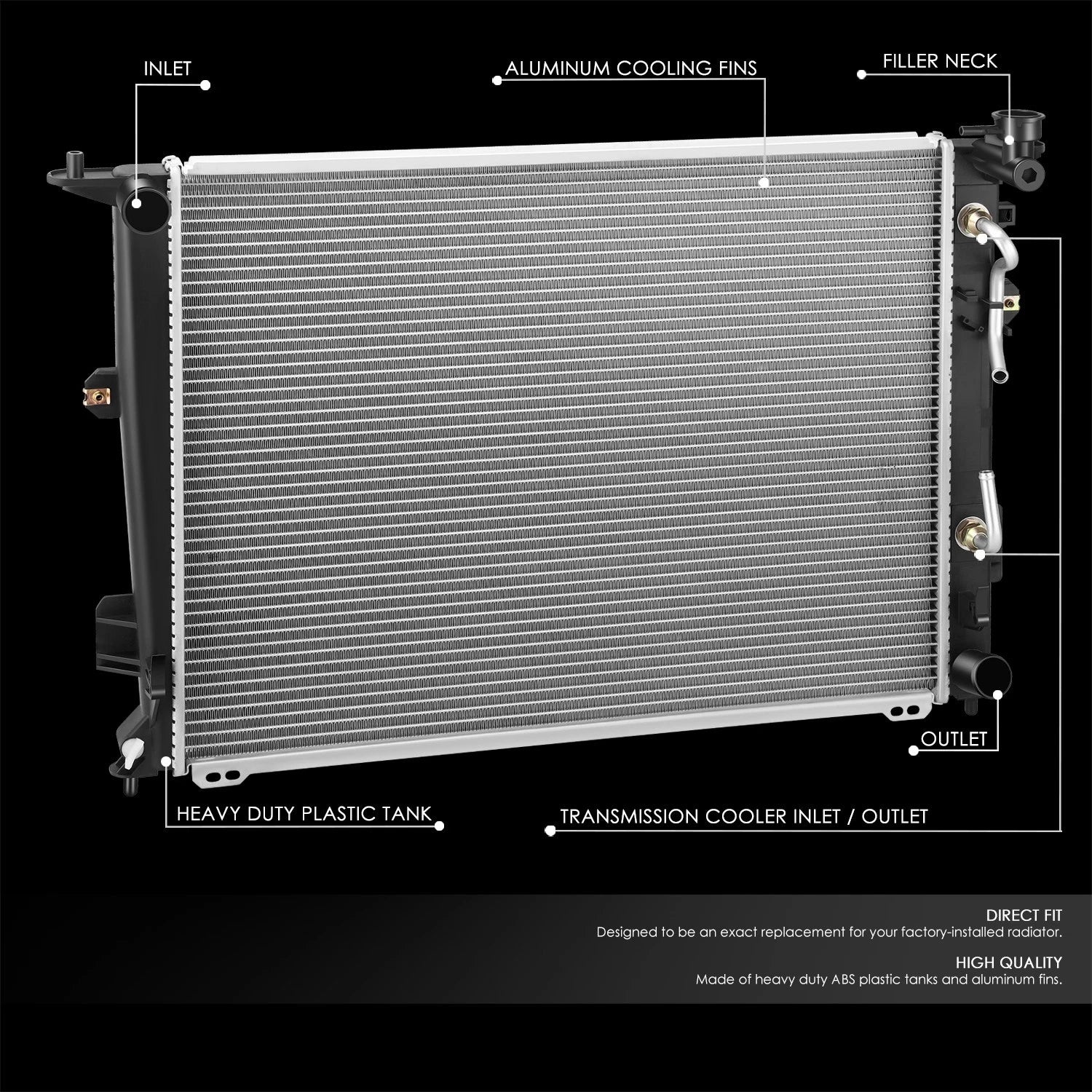 Aluminum Core Cooling Radiator for Hyundai Equus (2011–2016) DPI 13282