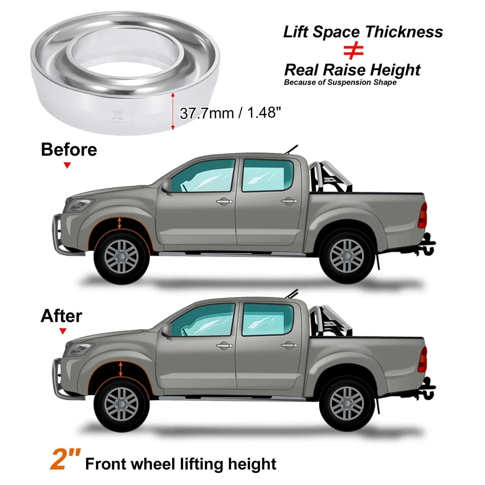 2 Inch Front Leveling Lift Kit for Dodge Ram 1500 2500 3500 2WD (1994-1998)