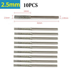 10PCS Glass Drill Bits 0.8-2.5mm with 2.35mm Shank for Jewelry Crafts