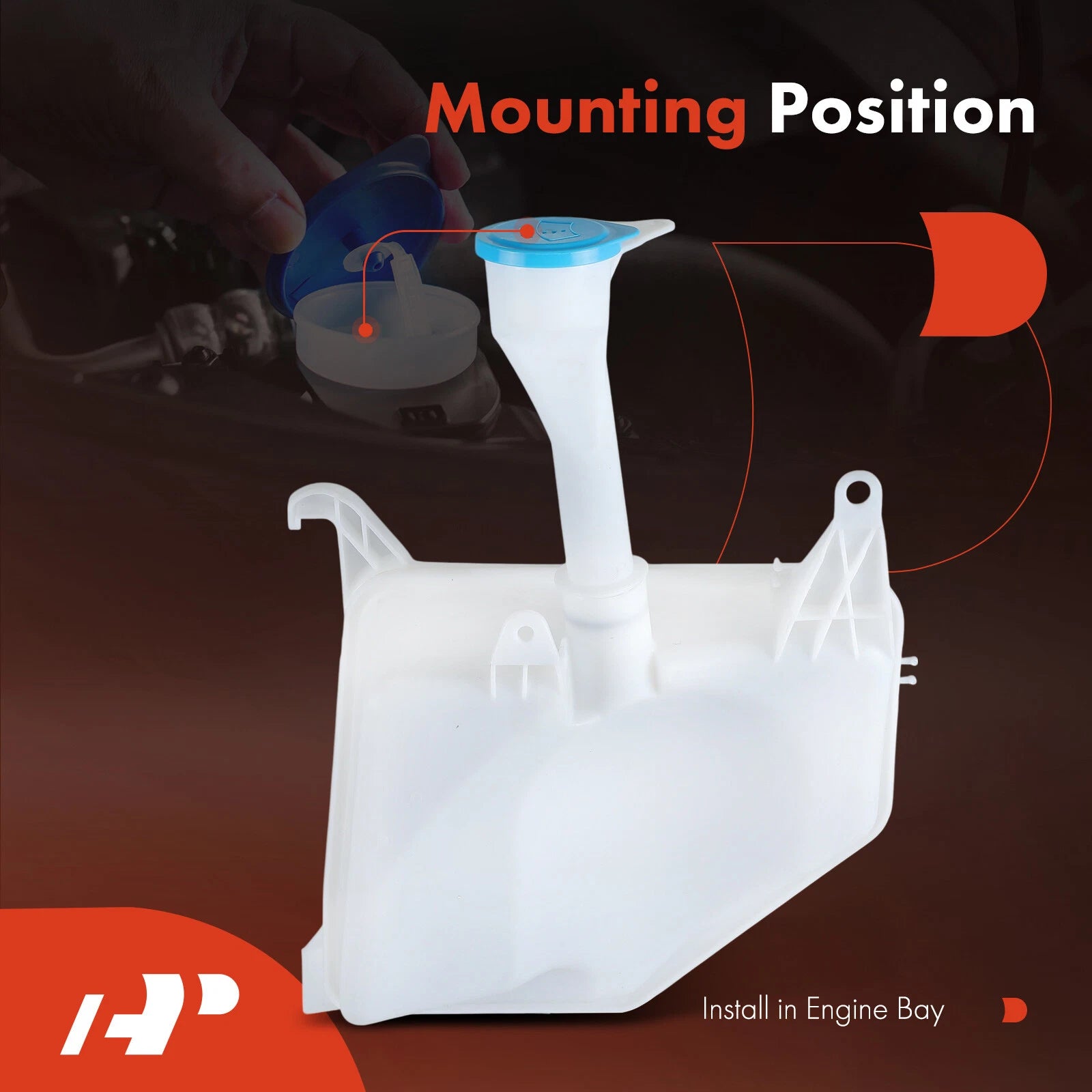 Windshield Washer Reservoir with Cap & Pump for Nissan Sentra