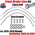 3X Stainless Steel Front Brake Line Kit for Honda GL1000 Goldwing (1975–1978)