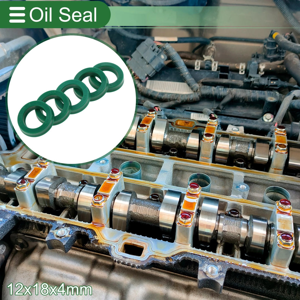 Set of 5 Oil Seal Rotary Shaft Seal 12x18x4mm High Pressure Green