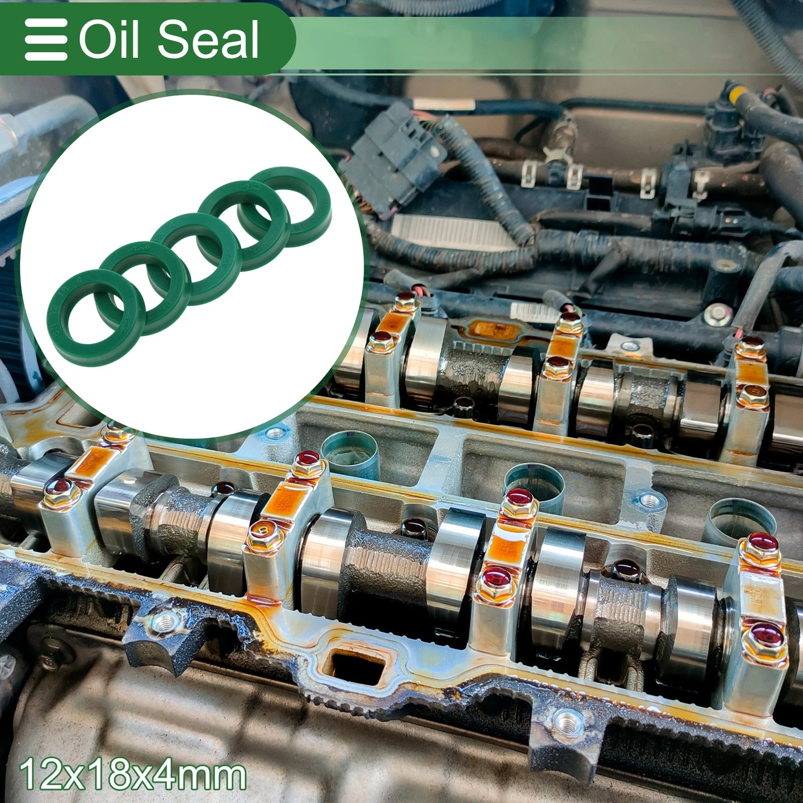 Set of 5 Oil Seal Rotary Shaft Seal 12x18x4mm High Pressure Green