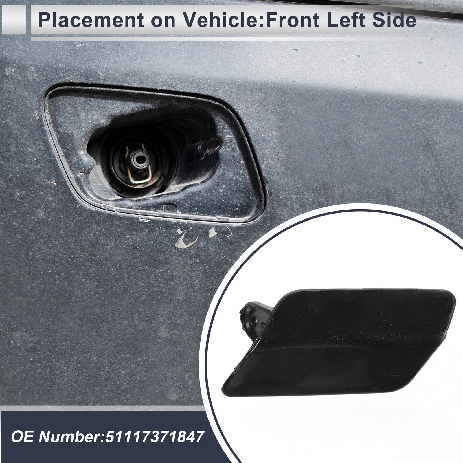 Headlight Washer Nozzle Cover Cap for BMW 335i (2007–2013)