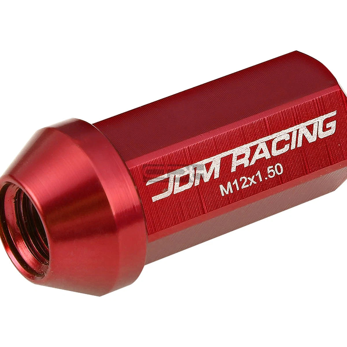 20 PCS Closed End M12x1.5 50mm Tall Red Aluminum Lug Nuts + Adapter