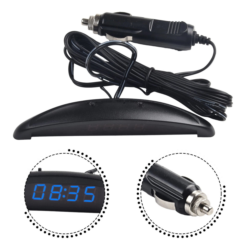 3-in-1 LED Digital Thermometer Voltmeter Clock for Vehicle Car (12V)