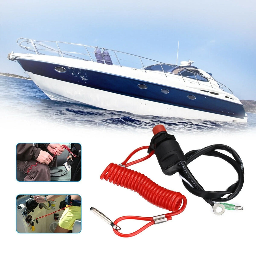 Outboard Kill Switch for Safety Motor Replacement (Plastic Black)