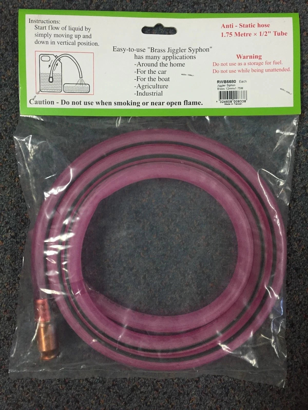Siphon Hose 12mm x 1.75M for Pool, Fuel, Car, Boat, Truck (RWB5680)