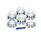 Chrome Semi Truck Front Rear Axle Covers with Hubcaps and Lug Nuts for 33mm
