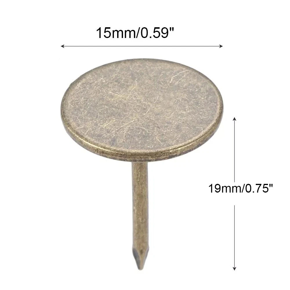 100pcs Antique Bronze Flat Head Upholstery Nails Push Pins Hardware