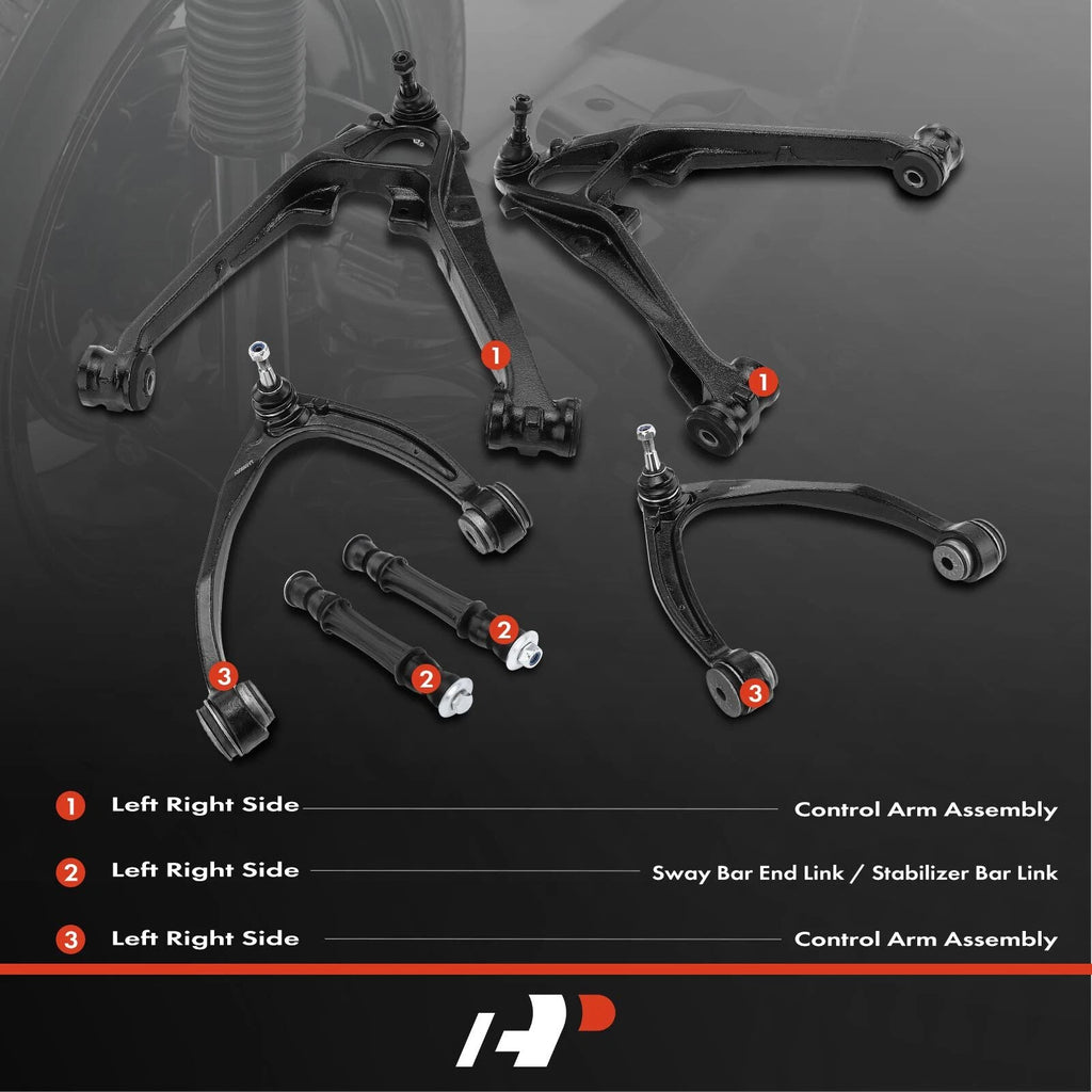 6X Front Lower & Upper Control Arm with Ball Joint for Chevy Silverado