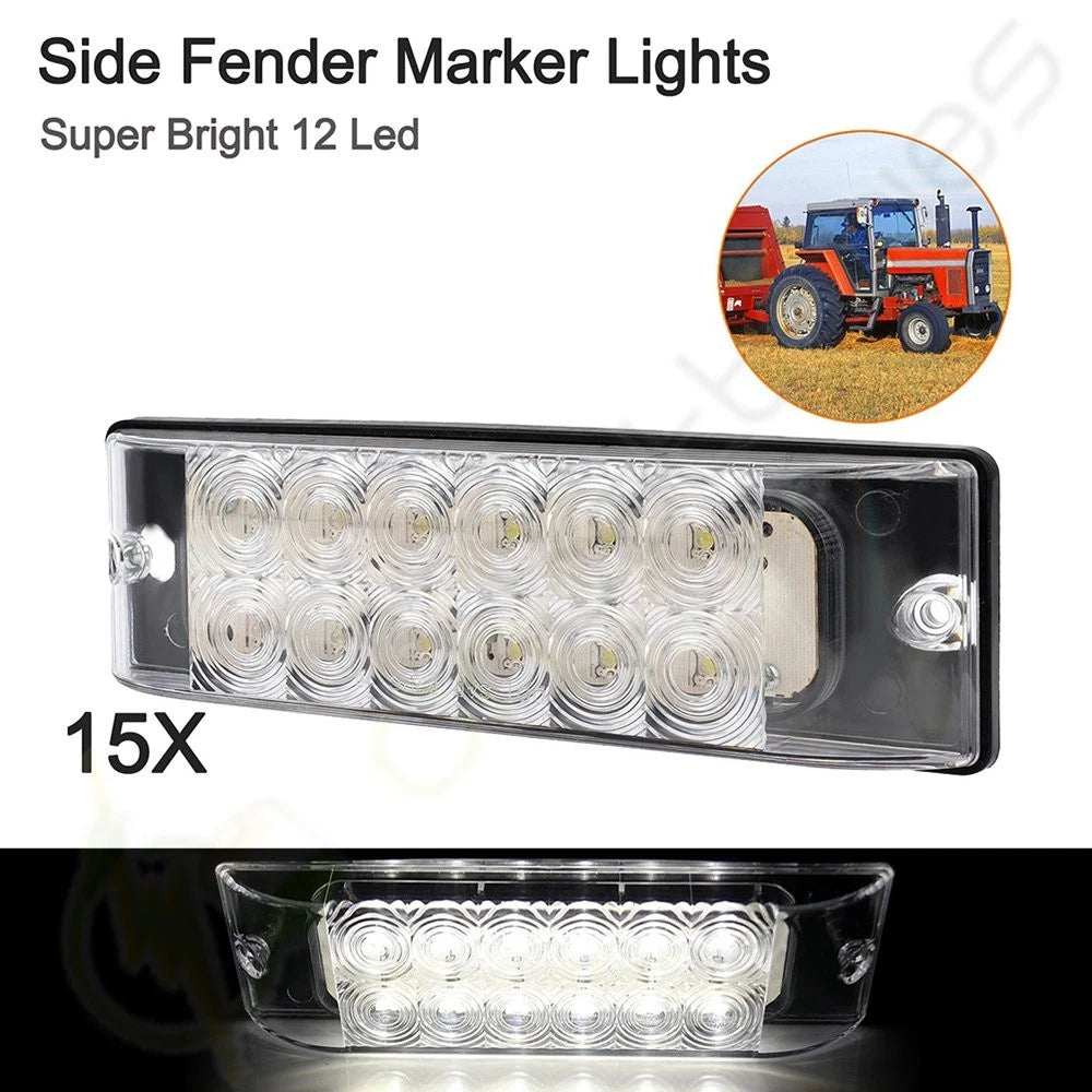 15X LED 8" White Side Turn Tail Light for Pickup Truck Lorry Van