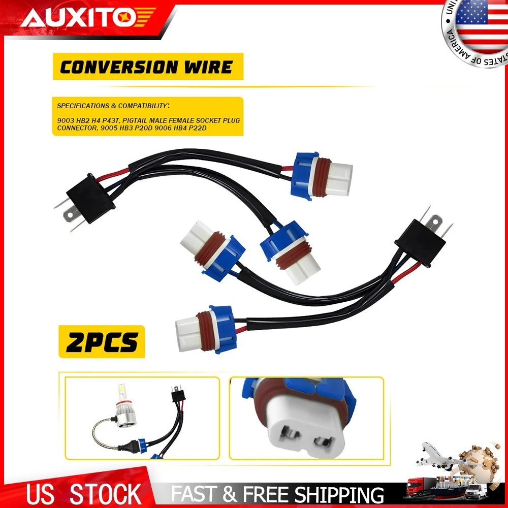 Conversion Wire Harness for H4 to 9005/9006 Headlight Bulbs (Year Range)